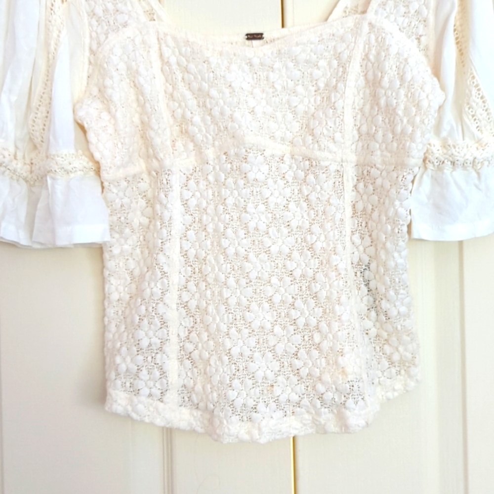 Light creamy, lacy blouse